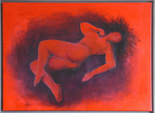 Akt in rot, 60x80 cm, Acryl