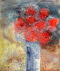 Blumen rot 01, 50x60 cm, Mischtechnik