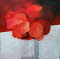 Blumen rot 03, 80x80 cm, Acryl