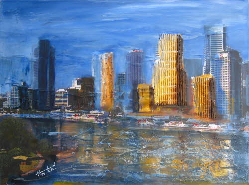 Brisbane Australien, 60x80 cm, Mischtechnik