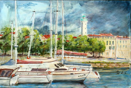 La Rochelle, 38 x 57 cm, Mixed Media auf Papier