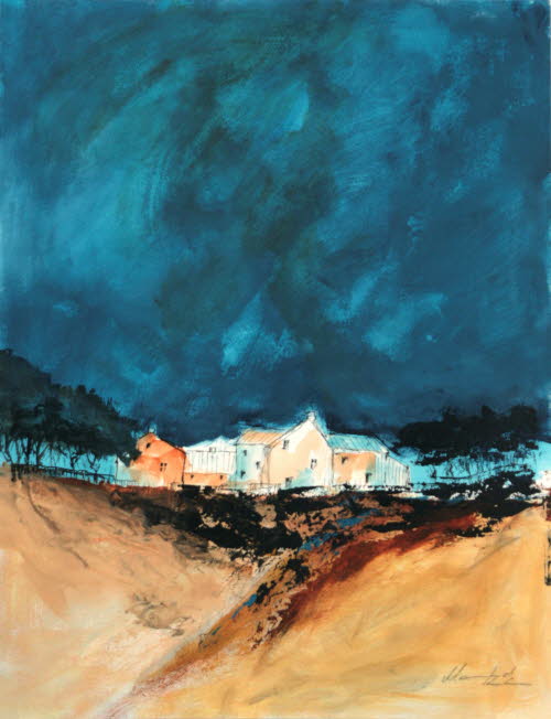 Landschaft in England, 50x65 cm, Acryl auf Papier