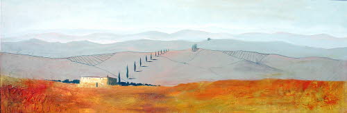 Toscana 04, 50x150cm, Mischtechnik