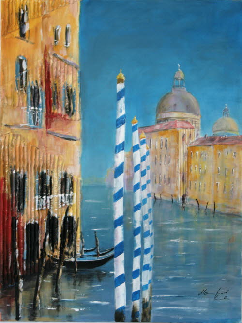 Venedig Blick auf Canal Grande, 50x70 cm, Mischtechnik