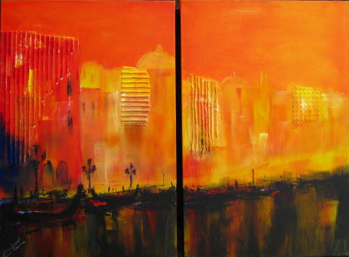 Venedig Doppel, 2x40x60 cm, Mischtechnik
